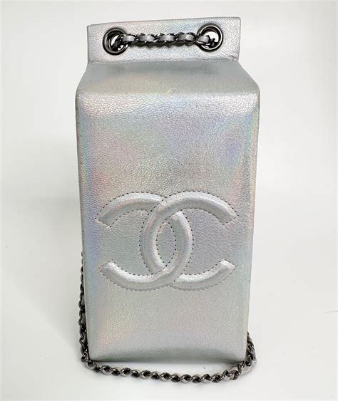 CHANEL Iridescent Silver Lait de Coco Milk Carton Bag 